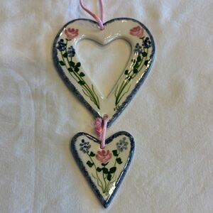 Floral Heart-Shaped Ceramic Wall Hanging